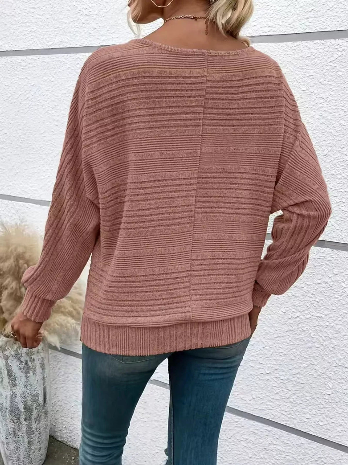 Ribbed Knit Quarter Zip Sweatshirt - Lilixa.store