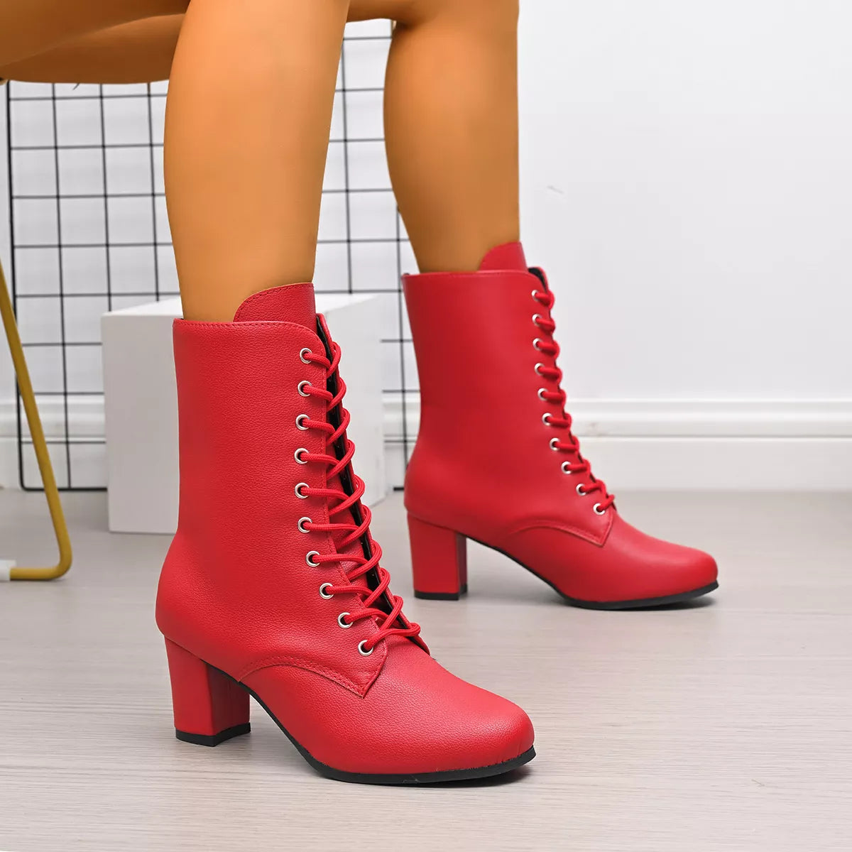 Round Toe Block Heels Boots - Lilixa.store