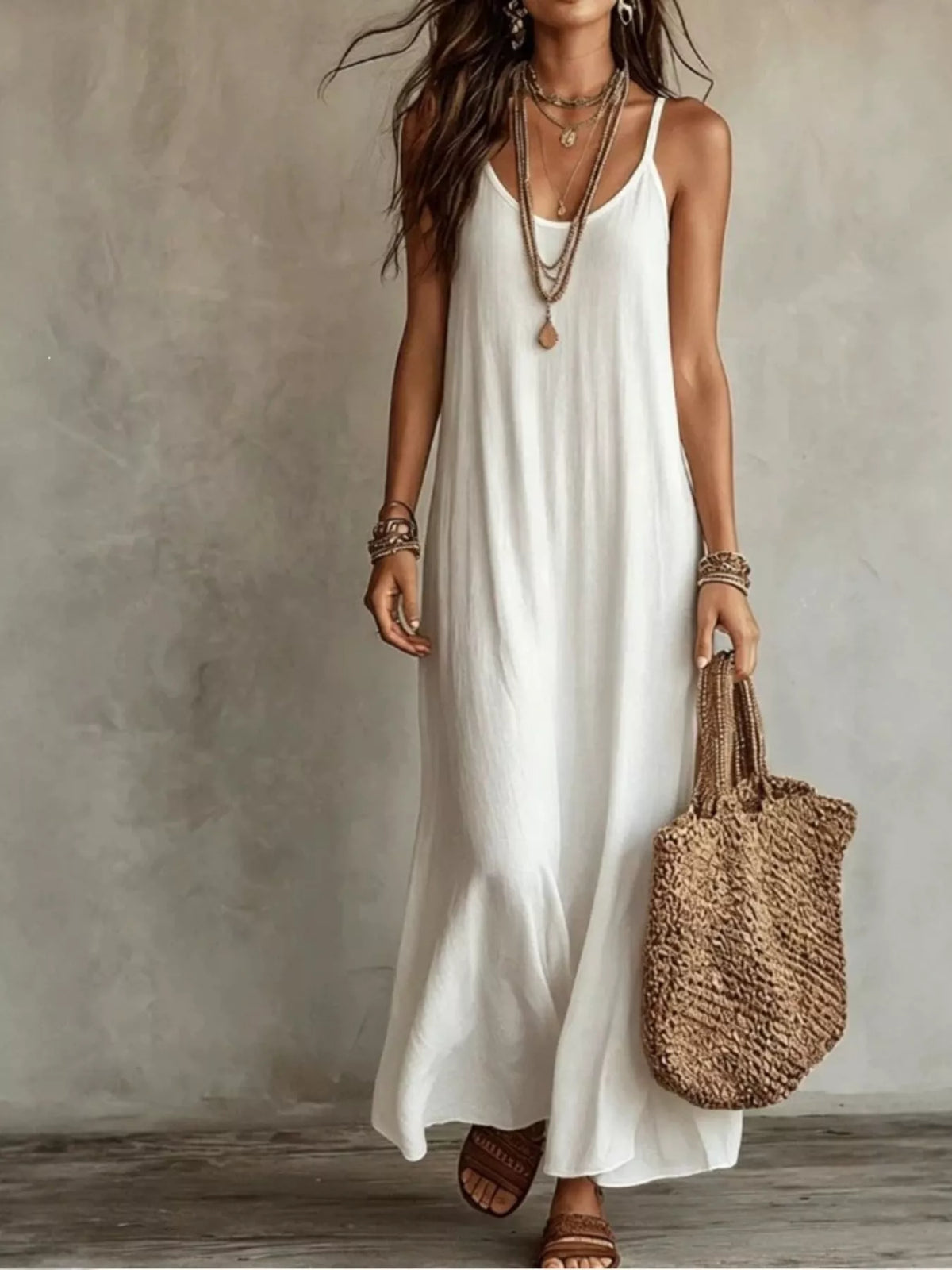 Full Size Scoop Neck Spaghetti Strap Maxi Dress Plus Size - Lilixa.store