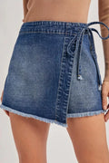 Wrapped Tied Waist Denim Skort - Lilixa.store