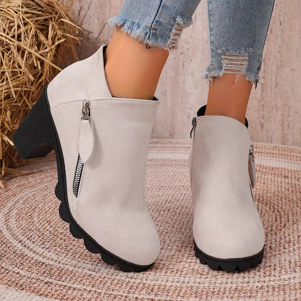 Round Toe Block Heels Boots - Lilixa.store