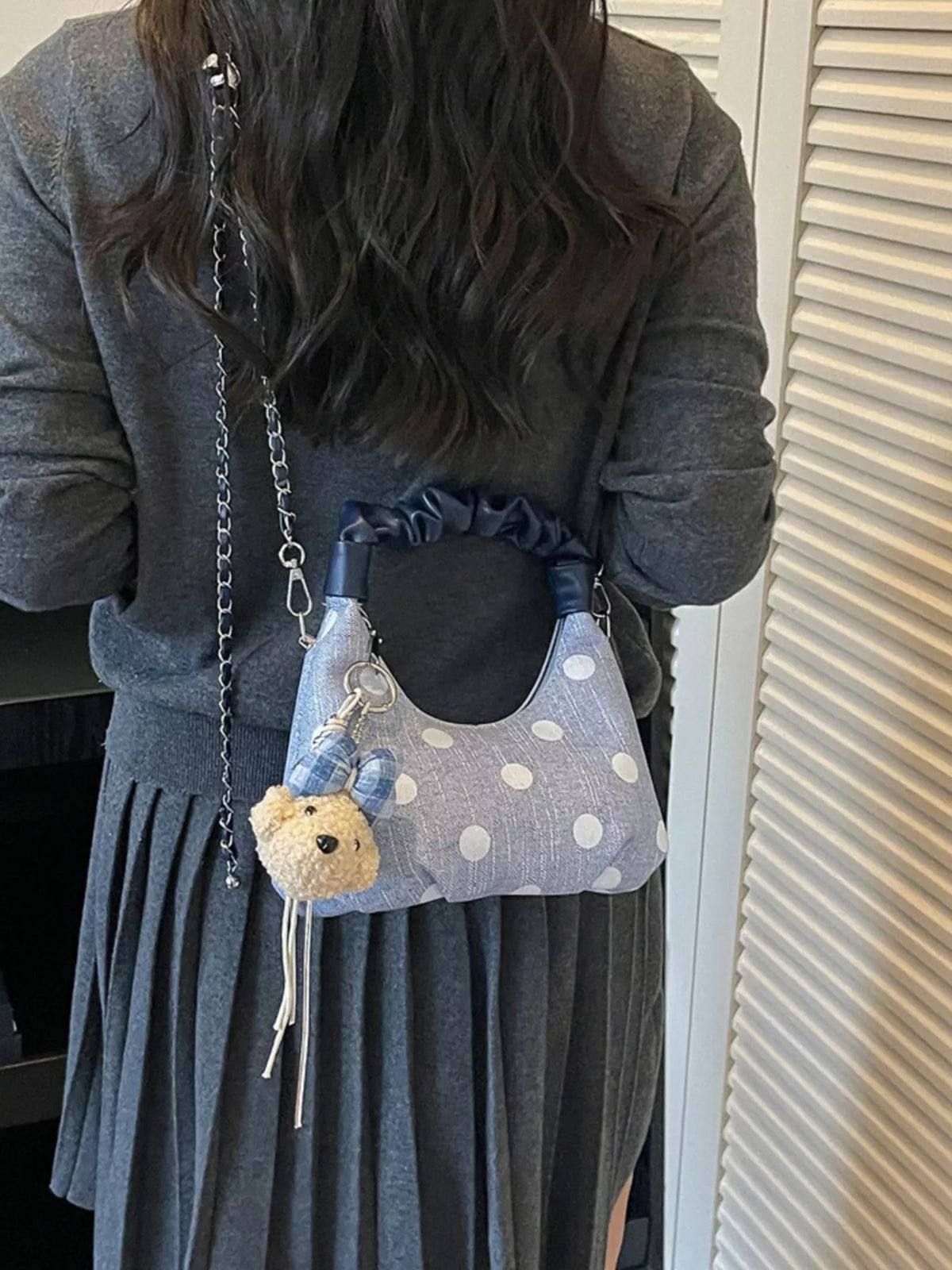 Polka Dot Ruched Handle Crossbody Bag - Lilixa.store