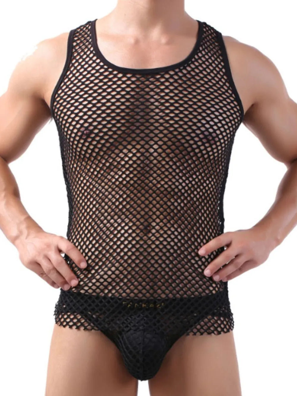 Men's Openwork Round Neck Tank - Lilixa.store