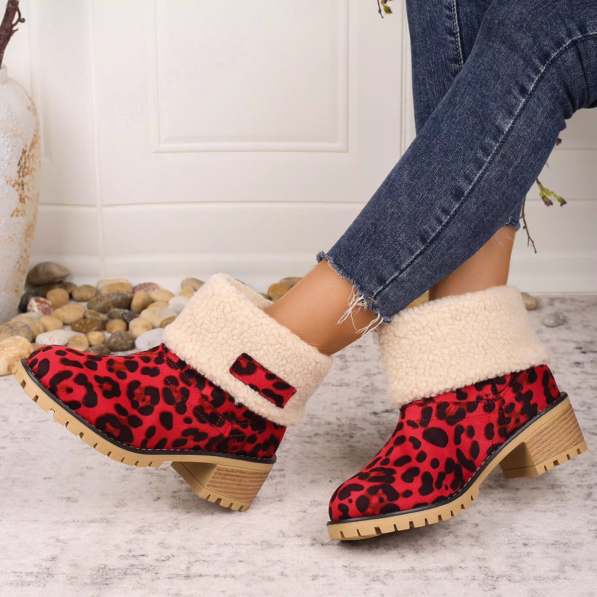 Leopard Print Plush Lined Boots - Lilixa.store