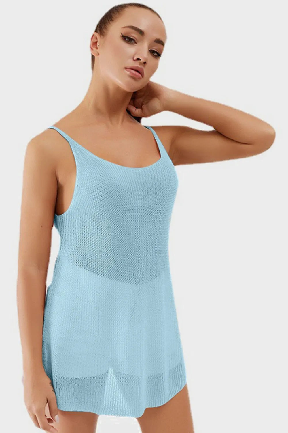 Scoop Neck Spaghetti Strap Knit Cami, view 11