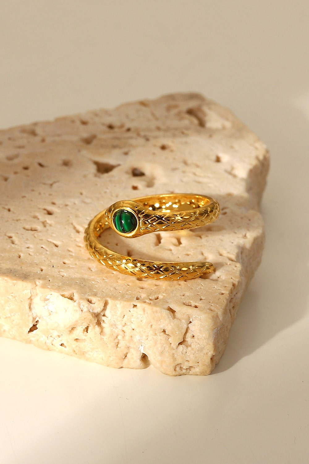 Snake Charmer Malachite Snake-Shaped Bypass Ring - Lilixa.store