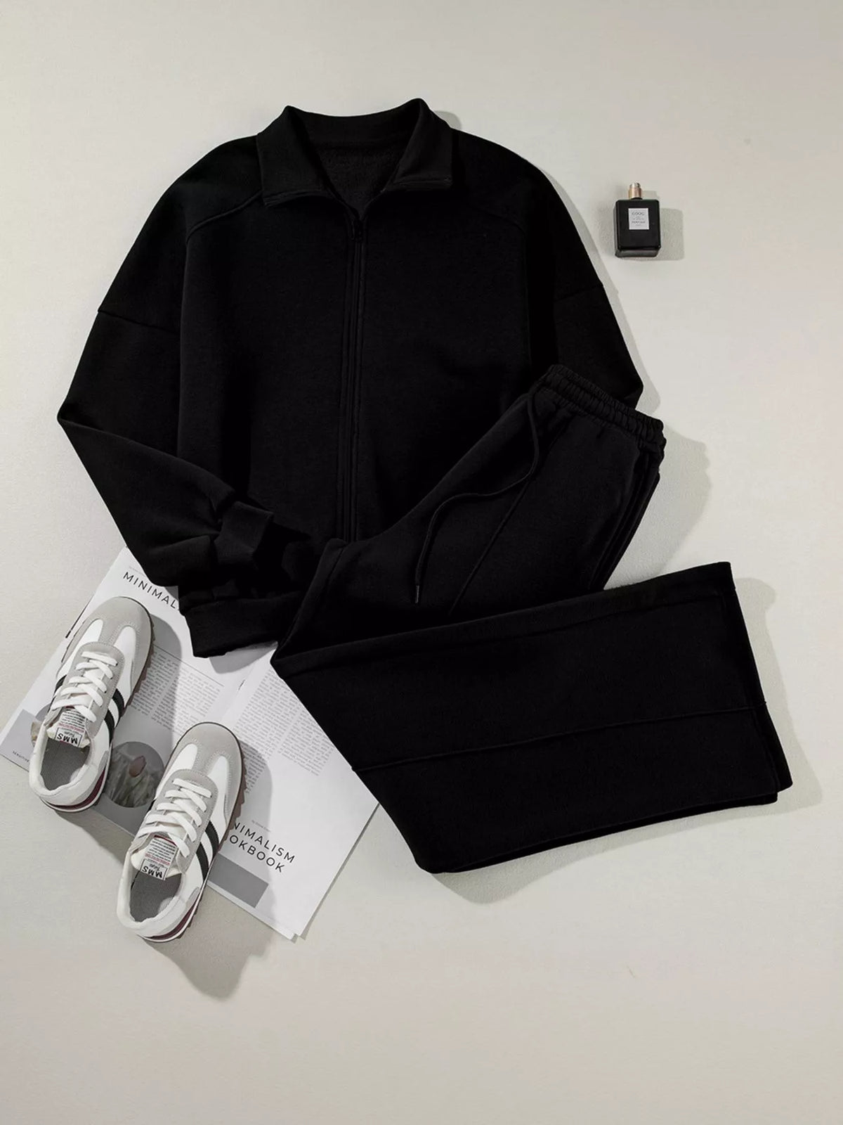 Drop Shoulder Zip Up Jacket and Drawstring Pants Active 2pcs Set - Lilixa.store