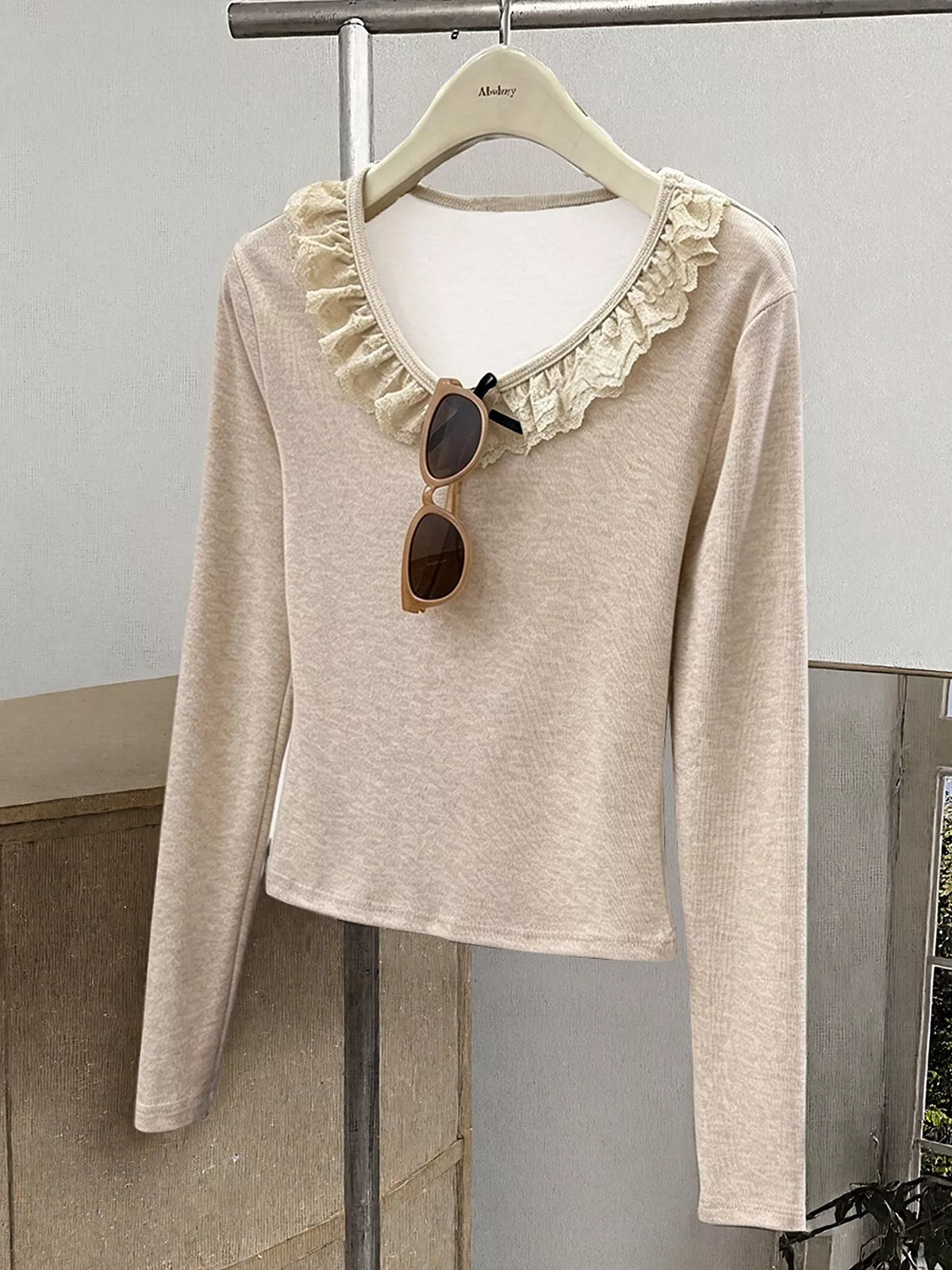 Lace Trim Long Sleeve T-Shirt
