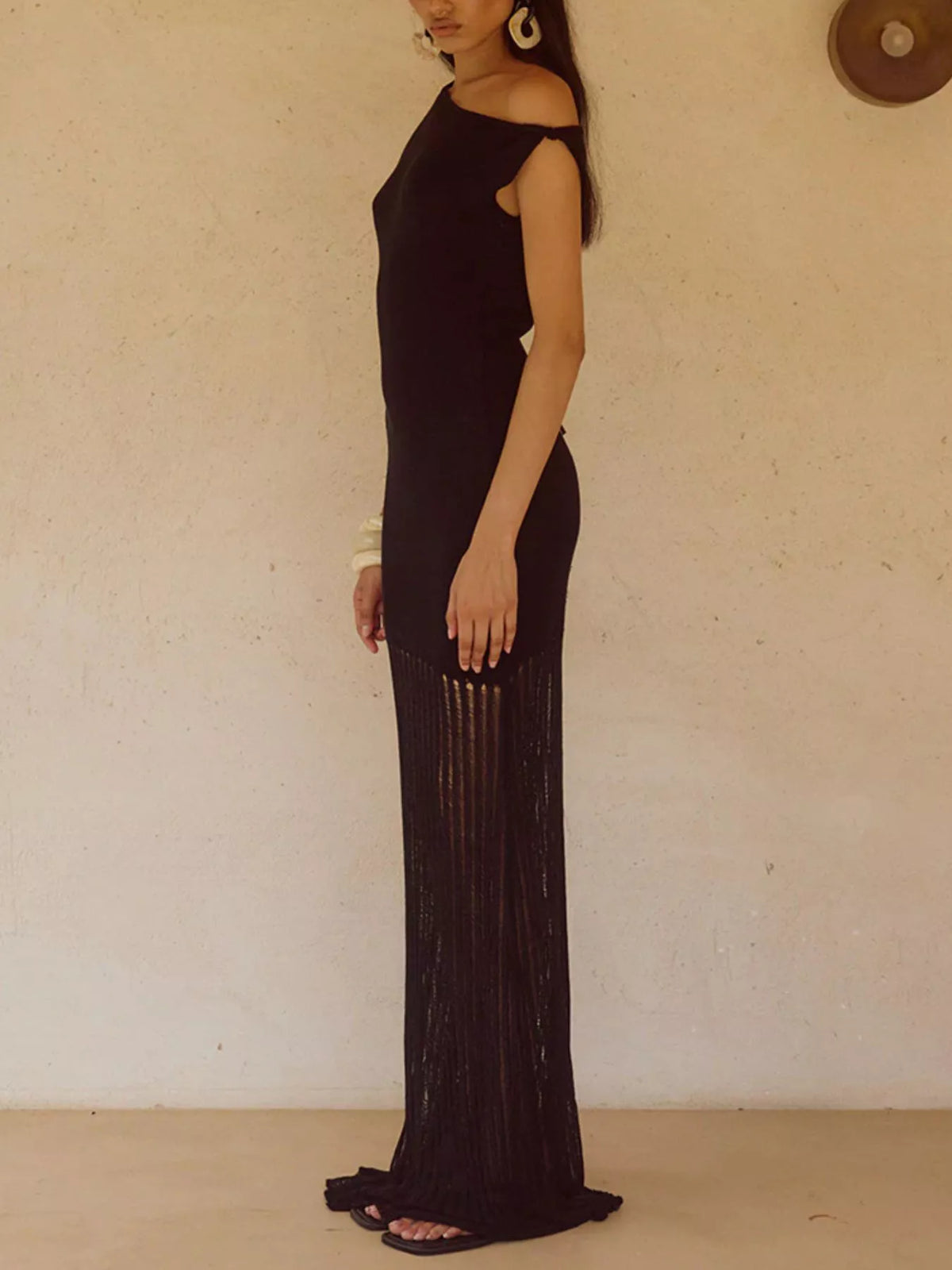 One-Shoulder Fringe Maxi Dress - Lilixa.store