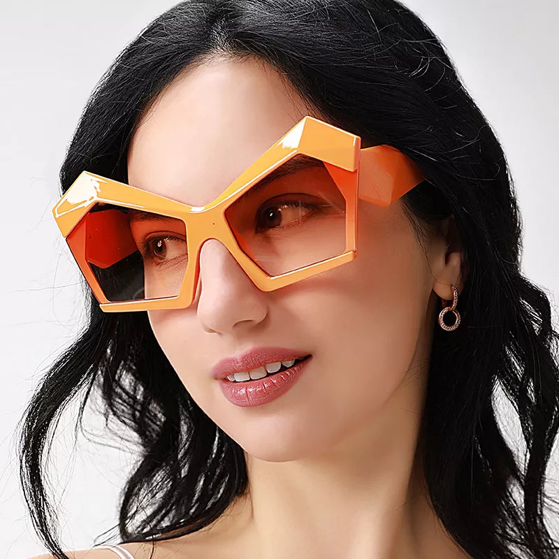 Oversized Geometric Orange Fashion Sunglasses - Lilixa.store