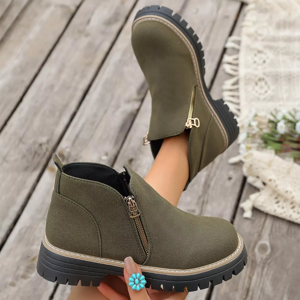 Side Zipper Ankle Boots - Lilixa.store