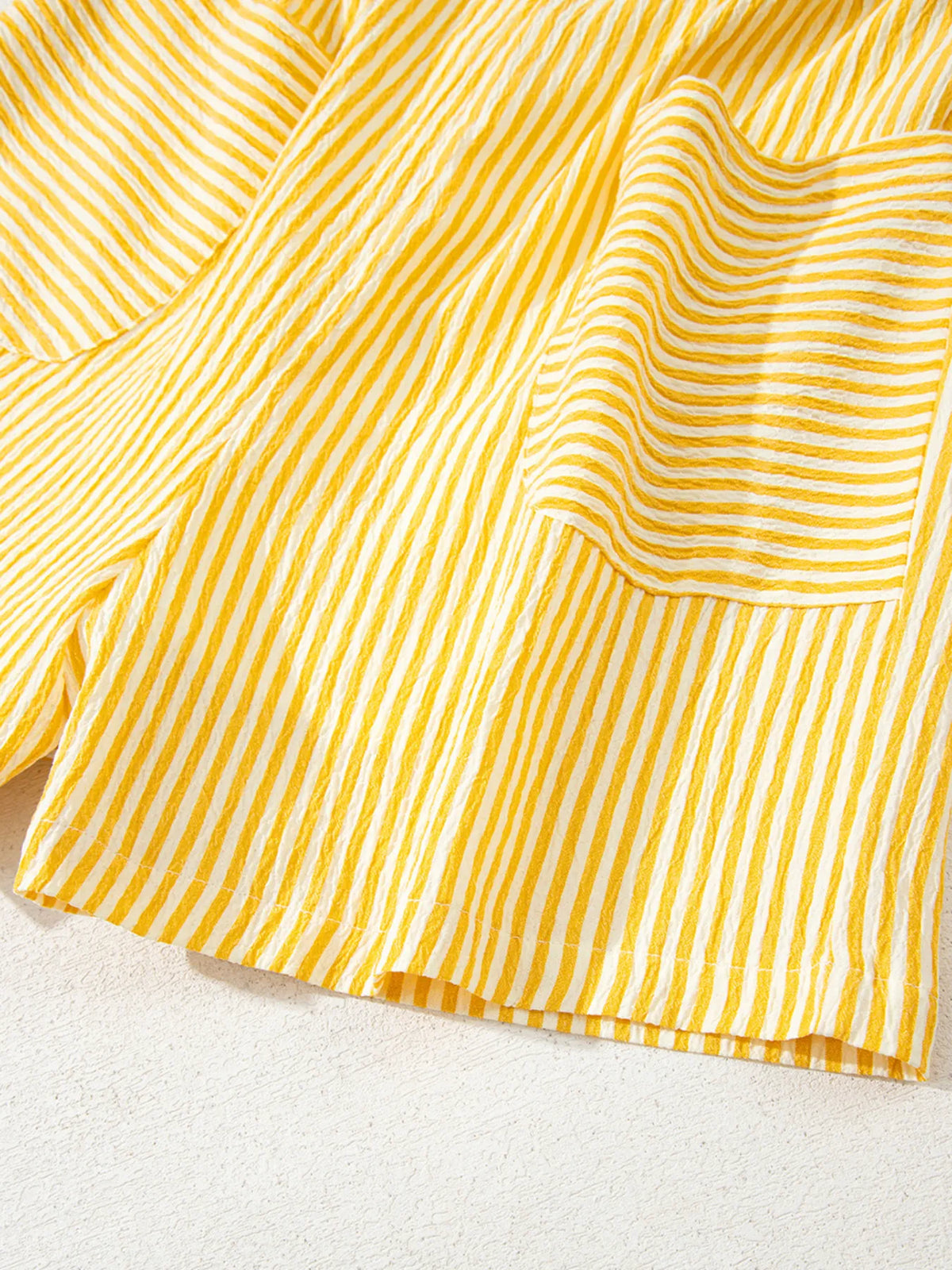 Stripe Shoulder Tie Smocked Back Casual Romper - Lilixa.store