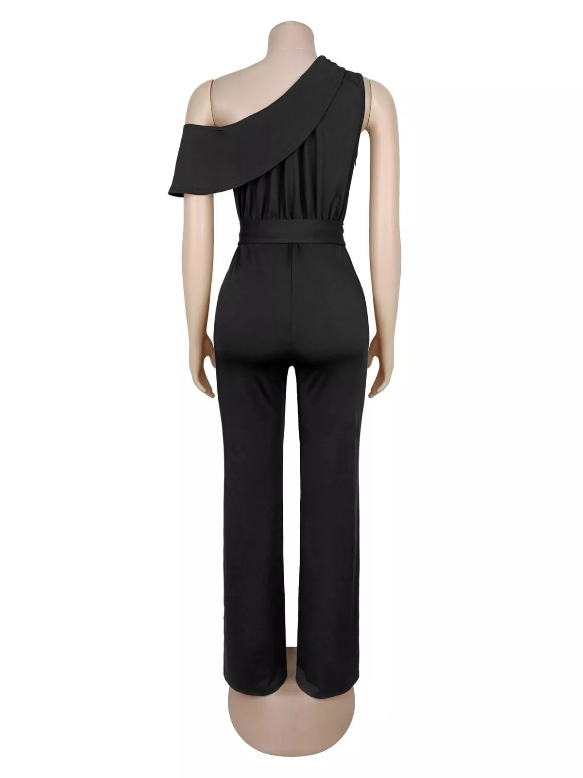 One-Shoulder Draped Wide Leg Jumpsuit - Lilixa.store
