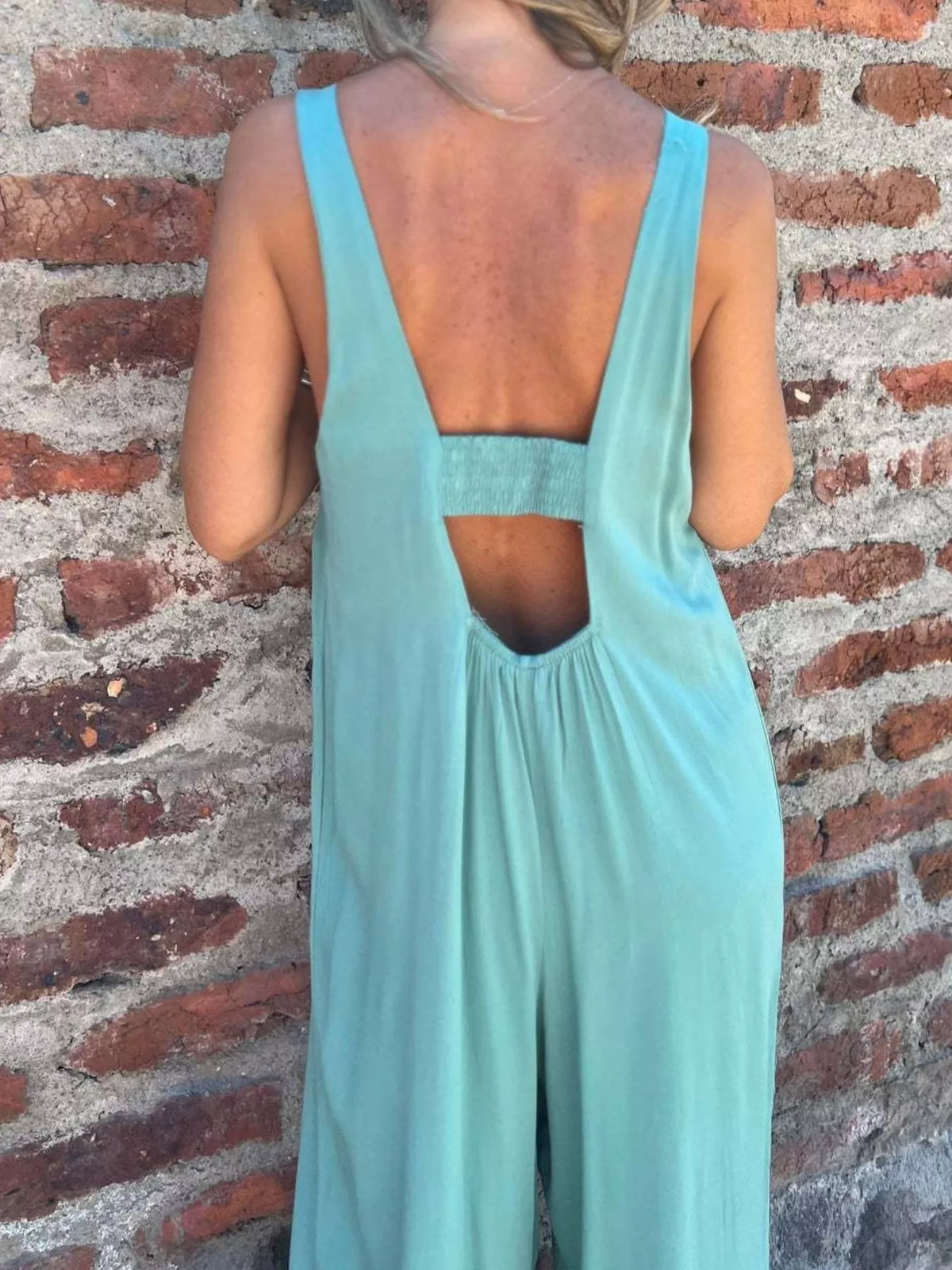 Full Size Button-Front Wide Leg Jumpsuit Plus Size - Lilixa.store