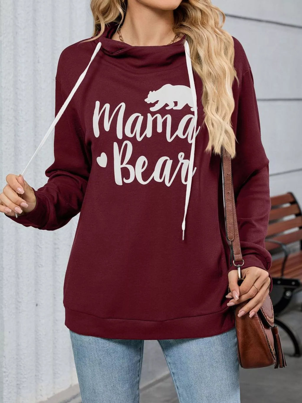 Contrast Letter Graphic Drawstring Long Sleeve Hoodie - Lilixa.store