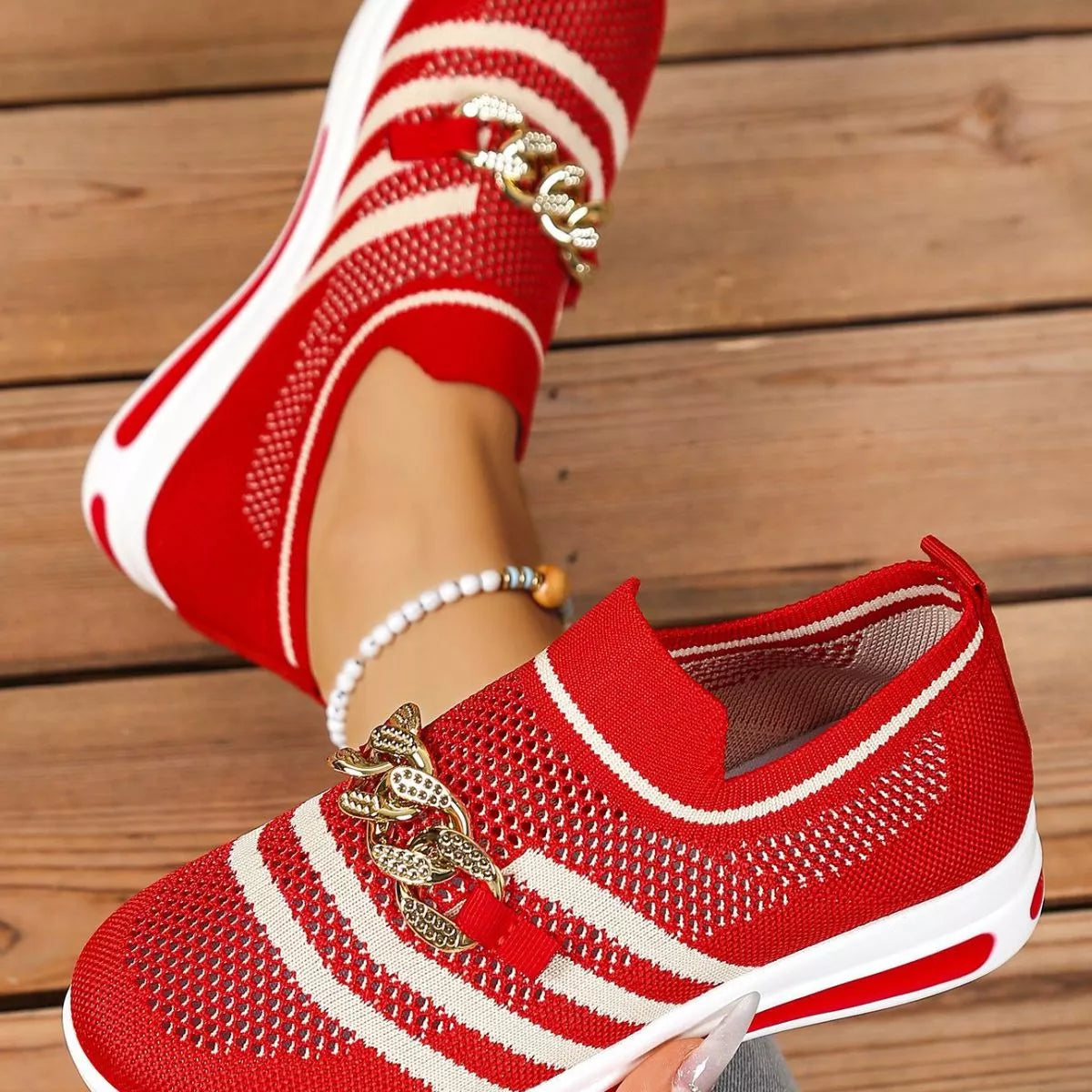 Round Toe Mesh Slip-Ons, view 7