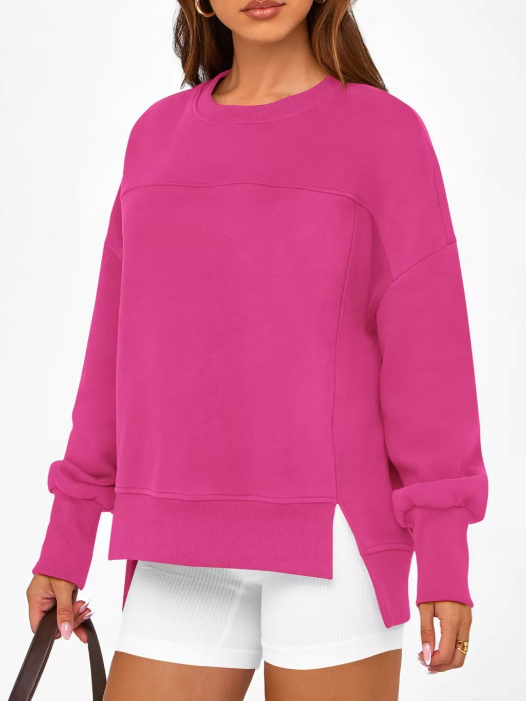 Casual Loose Side Slit Sweatshirt - Lilixa.store