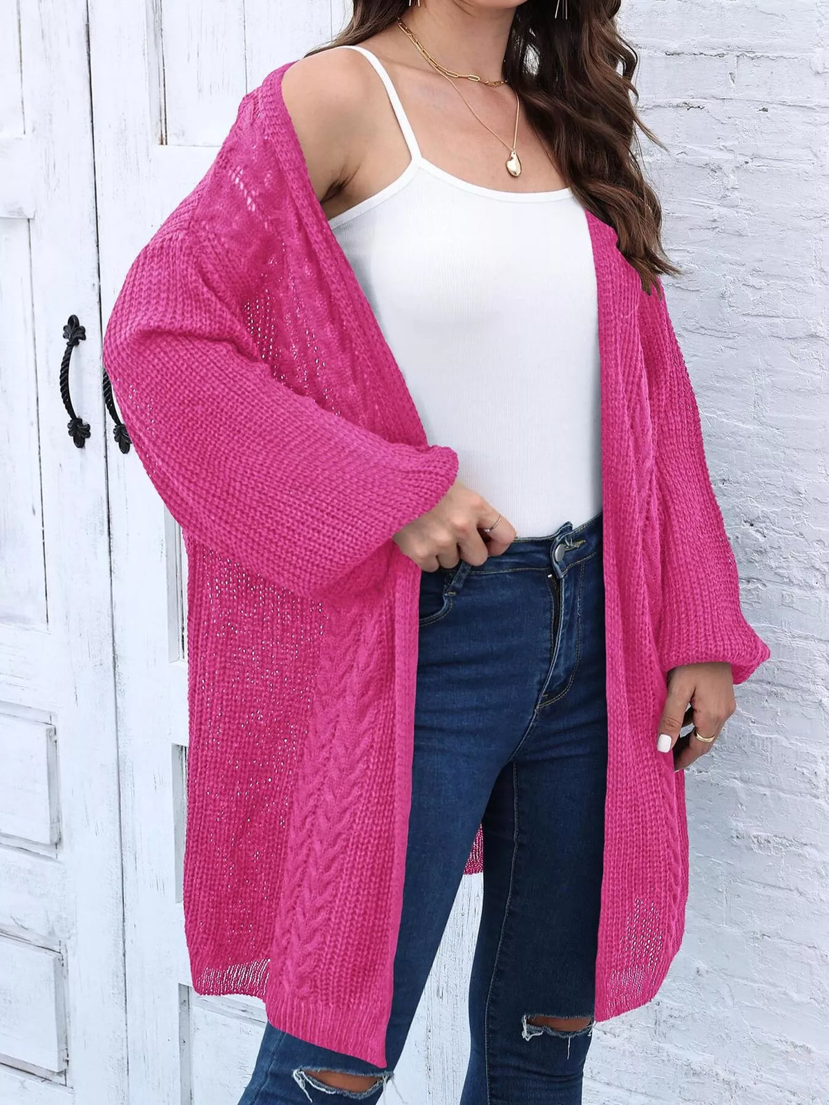 Open Front Long Sleeve Cardigan - Lilixa.store