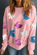 Easter Bunny Bow Knot Sequined Sweatshirt - Lilixa.store
