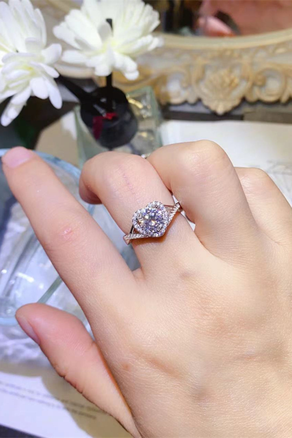 Adored 1 Carat Moissanite 925 Sterling Silver Heart Ring - Lilixa.store
