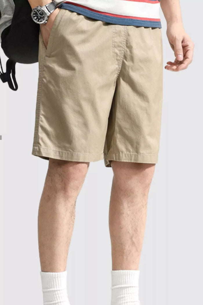 Men's Plus Size Casual Pocketed Shorts in Khaki