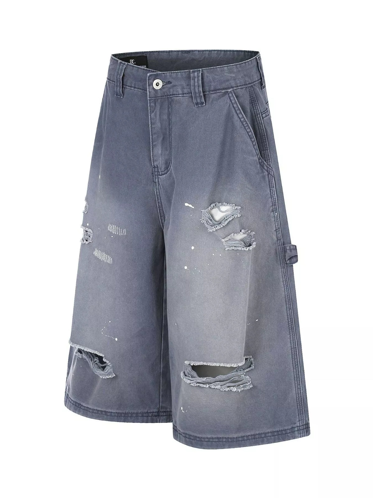 Men's Distressed Wide-Leg Denim Capris - Lilixa.store