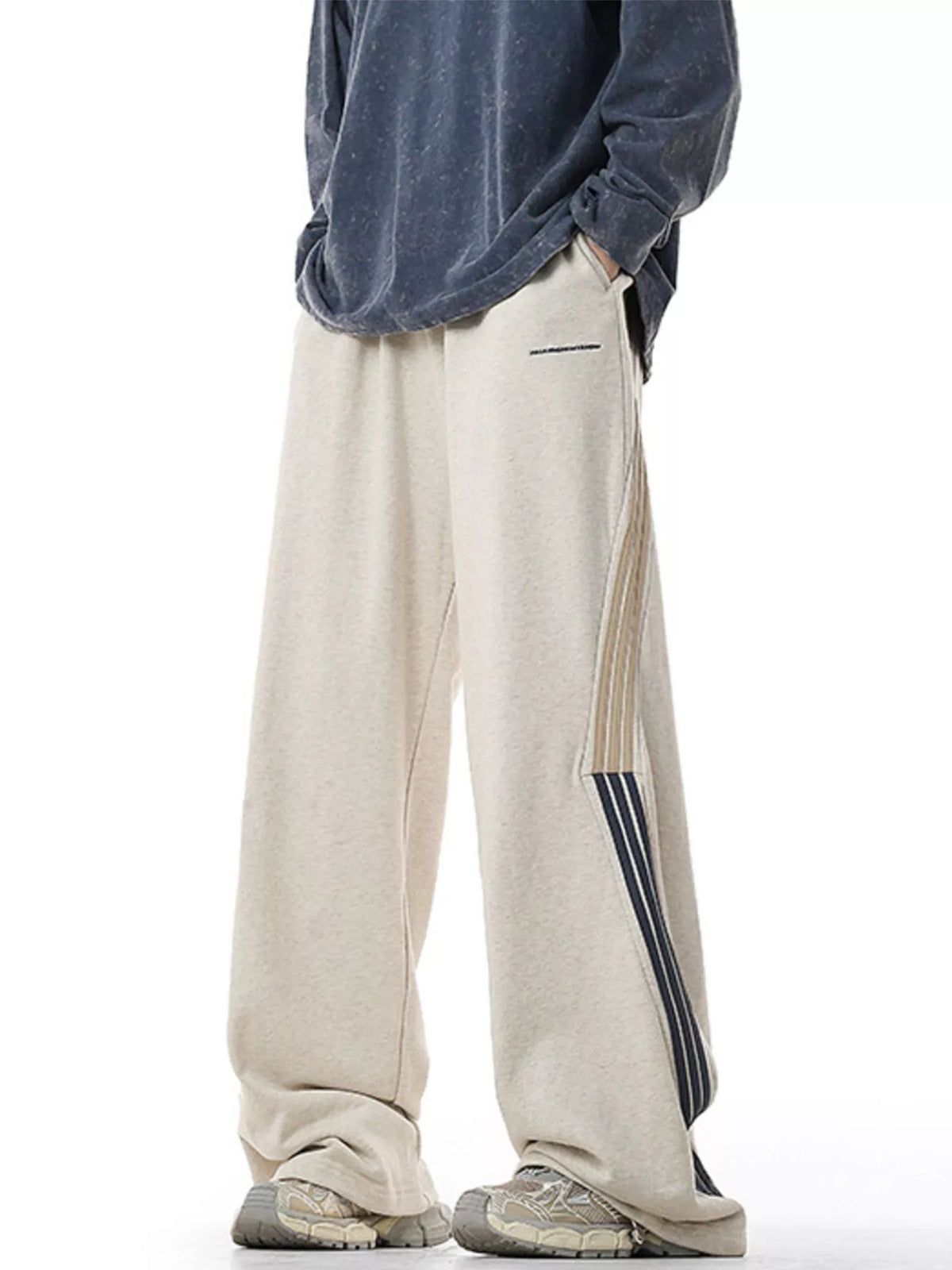 Men's Plus Size Side Striped Relaxed Fit Casual Pants, view 7