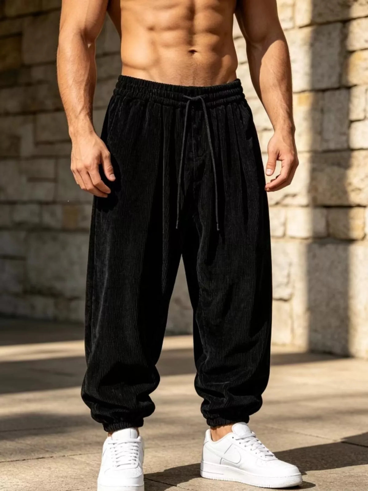 Men's Plus Size Corduroy Loose-Fit Joggers