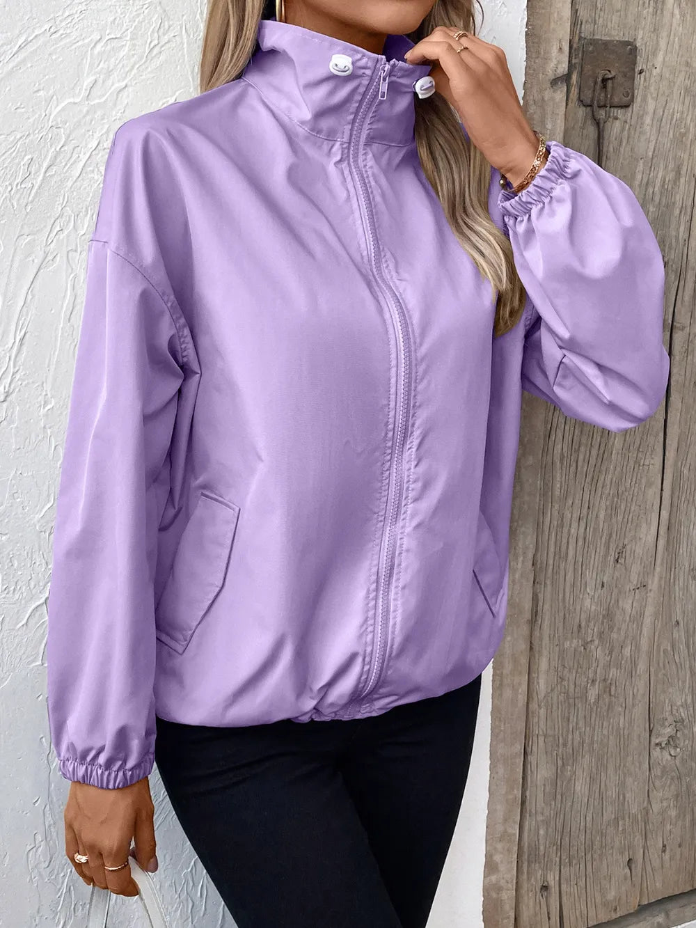 Ivy Lane Pocketed Zip Up Long Sleeve Jacket, view 15