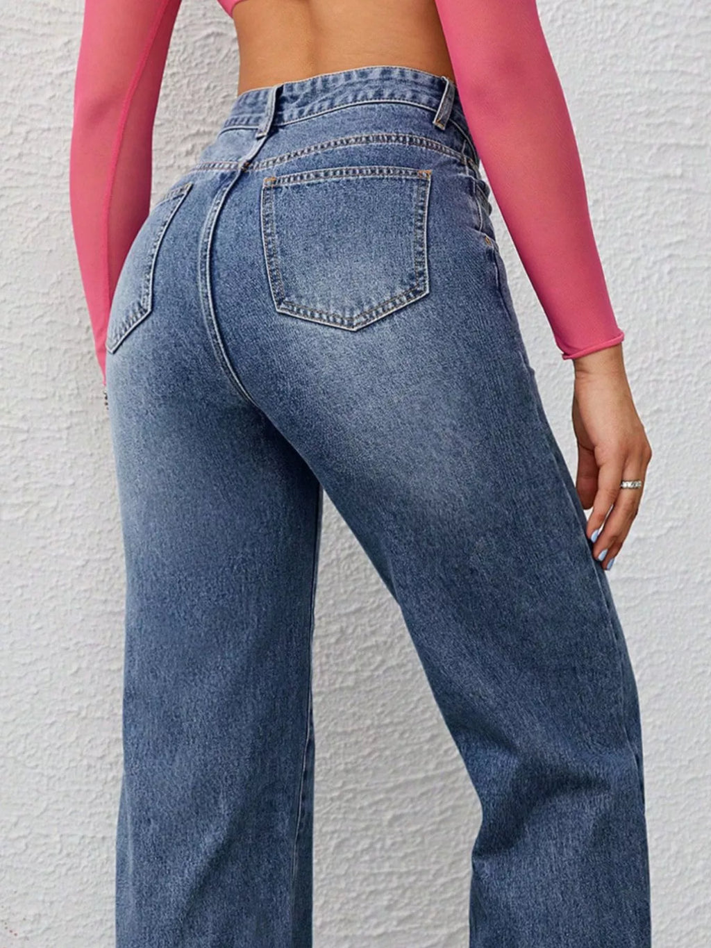 High-Waisted Wide-Leg Washed Jeans - Lilixa.store
