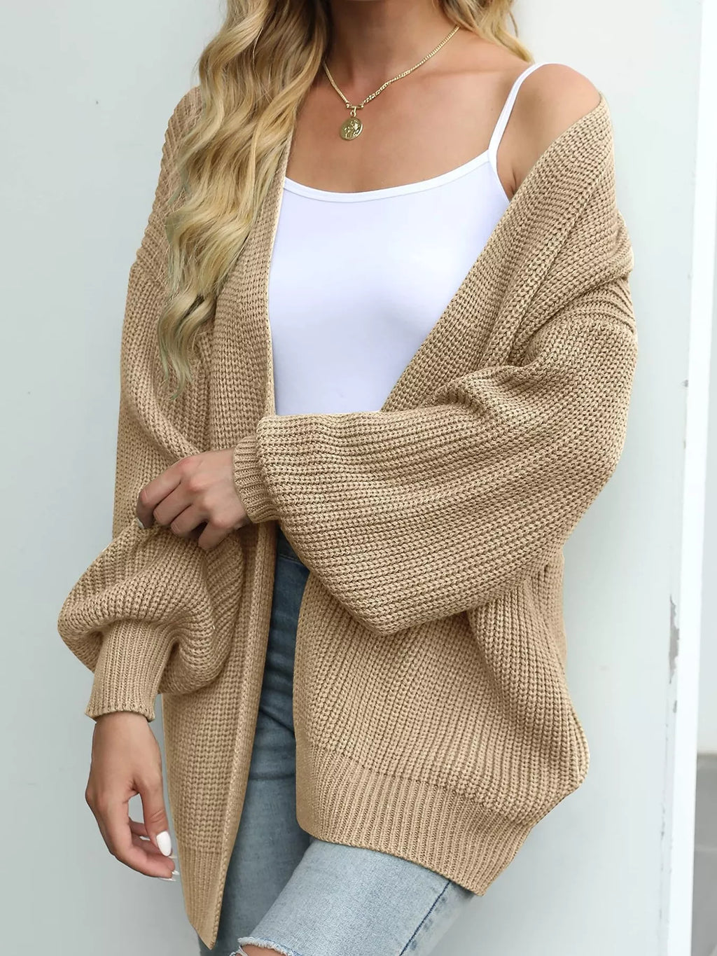 Open-Front Chunky Knit Cardigan - Lilixa.store