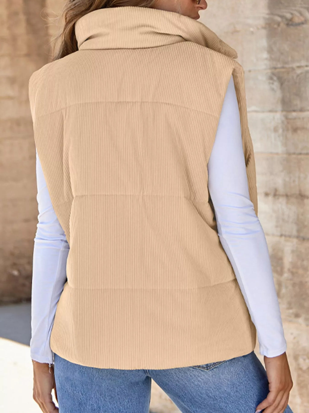 Corduroy Zip Up Vest Coat - Lilixa.store