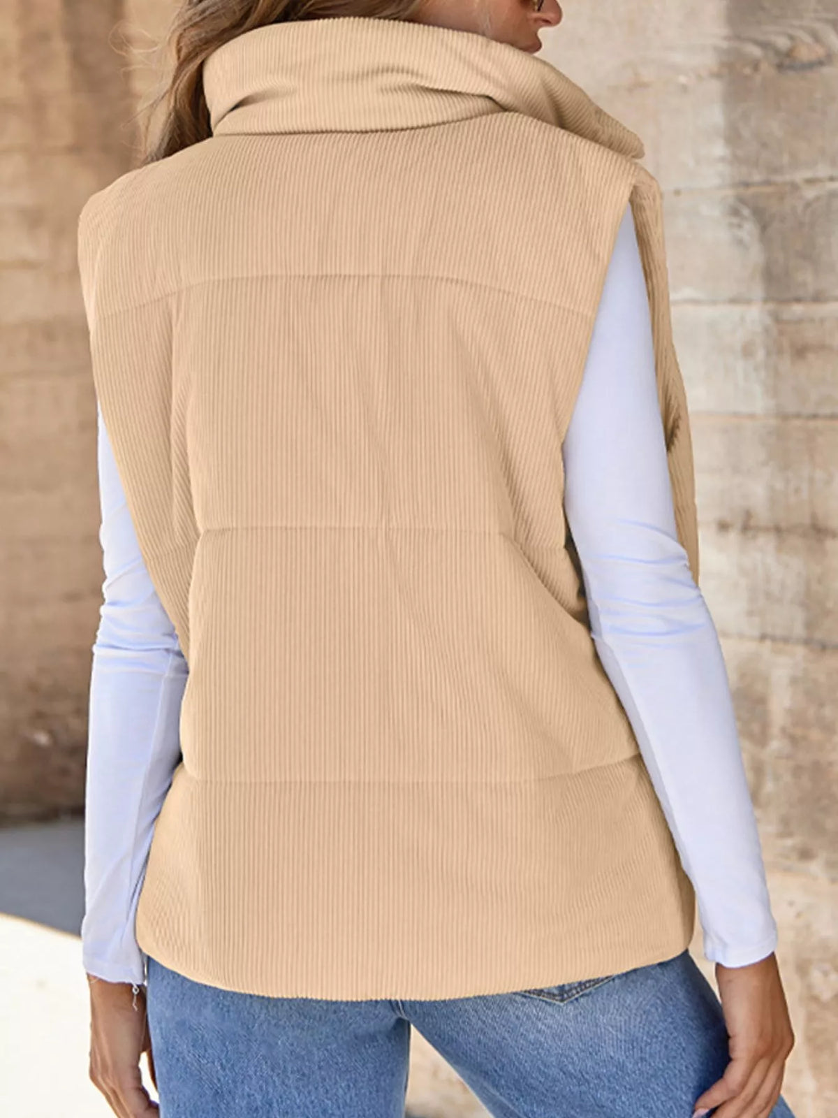 Corduroy Zip Up Vest Coat - Lilixa.store