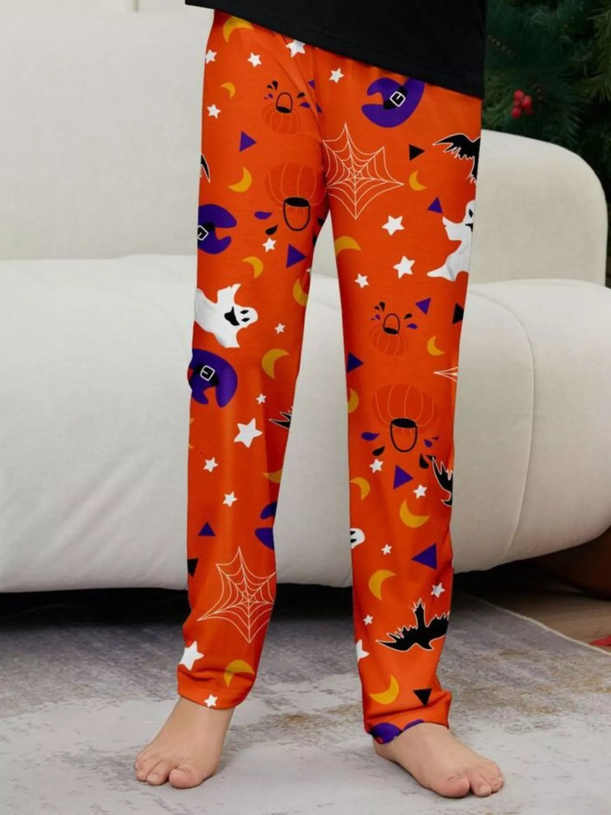 Full Size Halloween Family Matching Pajama Set with Ghost and Pumpkin Print Plus Size - Lilixa.store