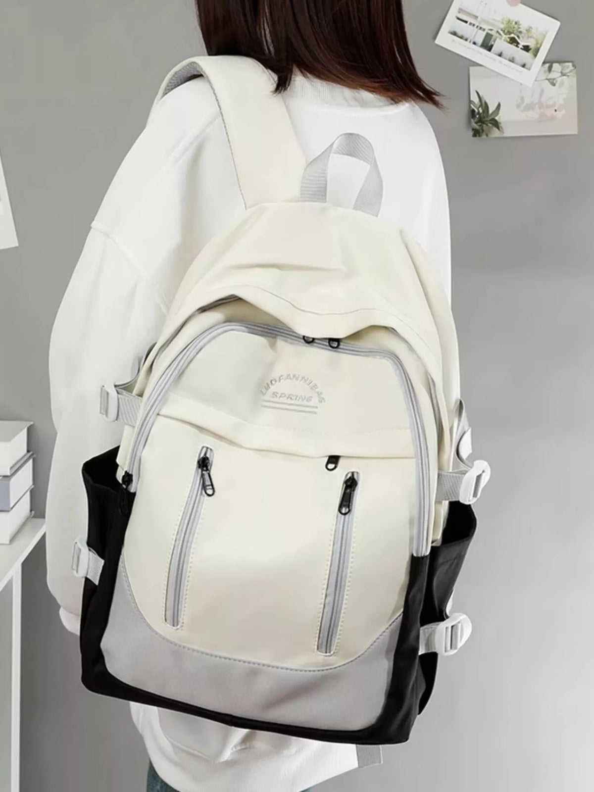 Color Block Lightweight Backpack Bag - Lilixa.store