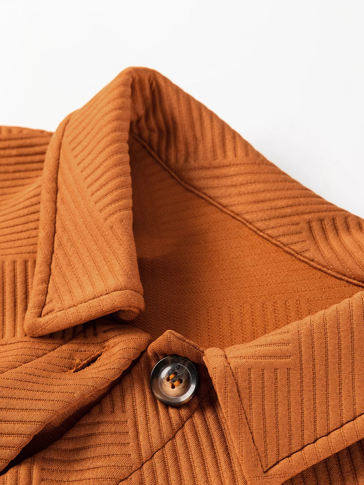 Textured Collared Drop Shoulder Buttoned Front Coat in Caramel, view 5