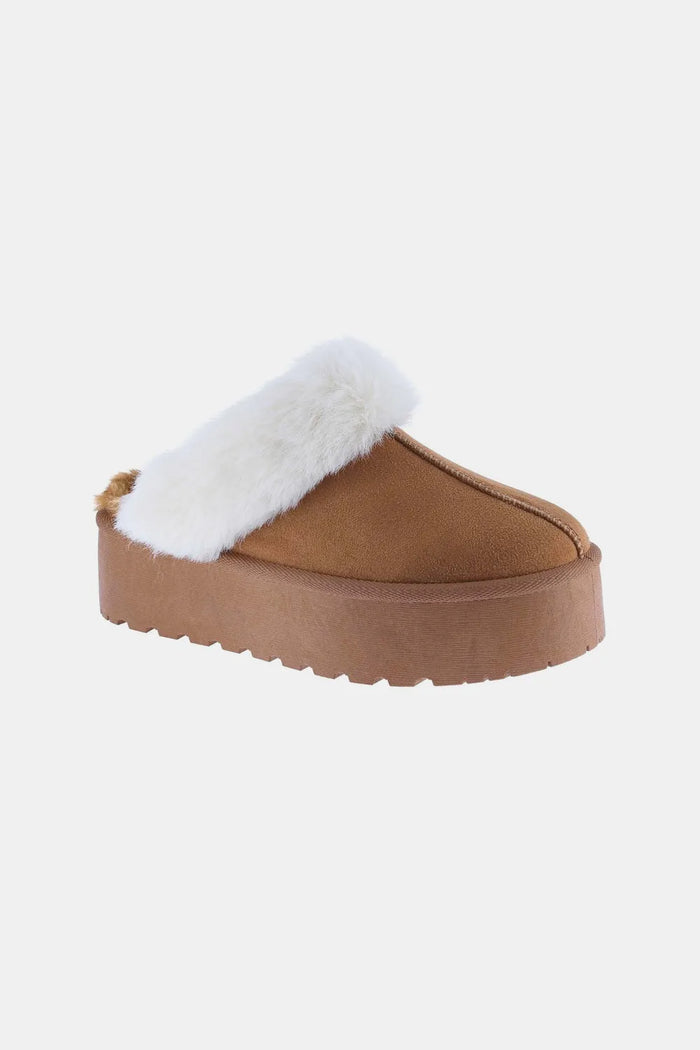 Weeboo Thick Bottom Fur Trim Snow Slippers - Lilixa.store