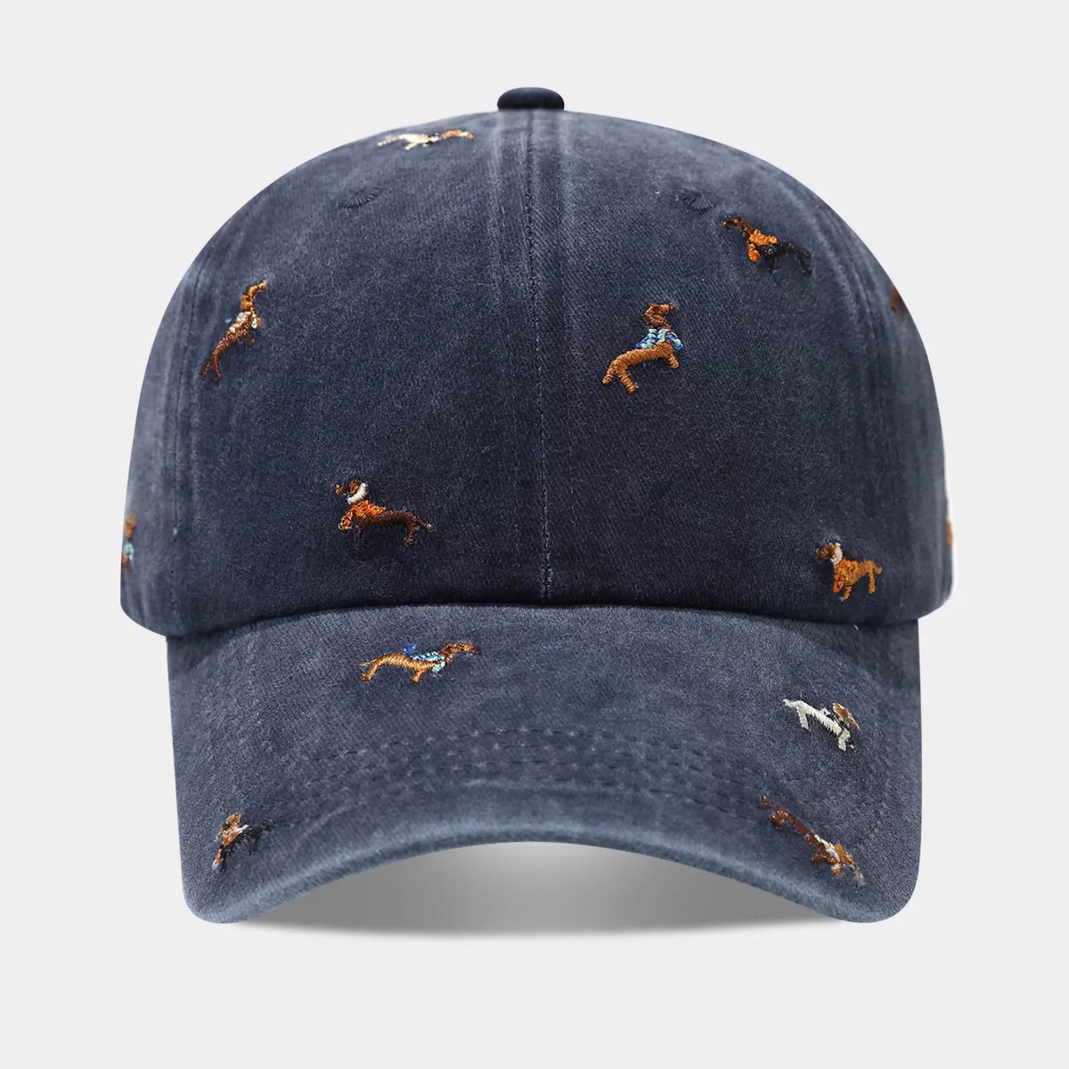 Dog Embroidered Washed Cotton Baseball Cap - Lilixa.store