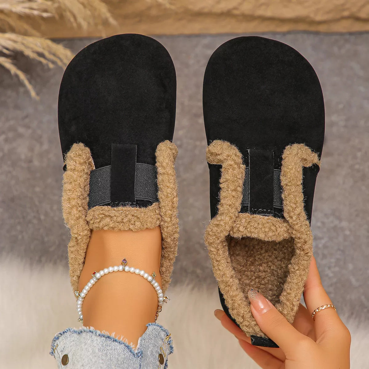 Faux Fur Lined Slip-Ons - Lilixa.store