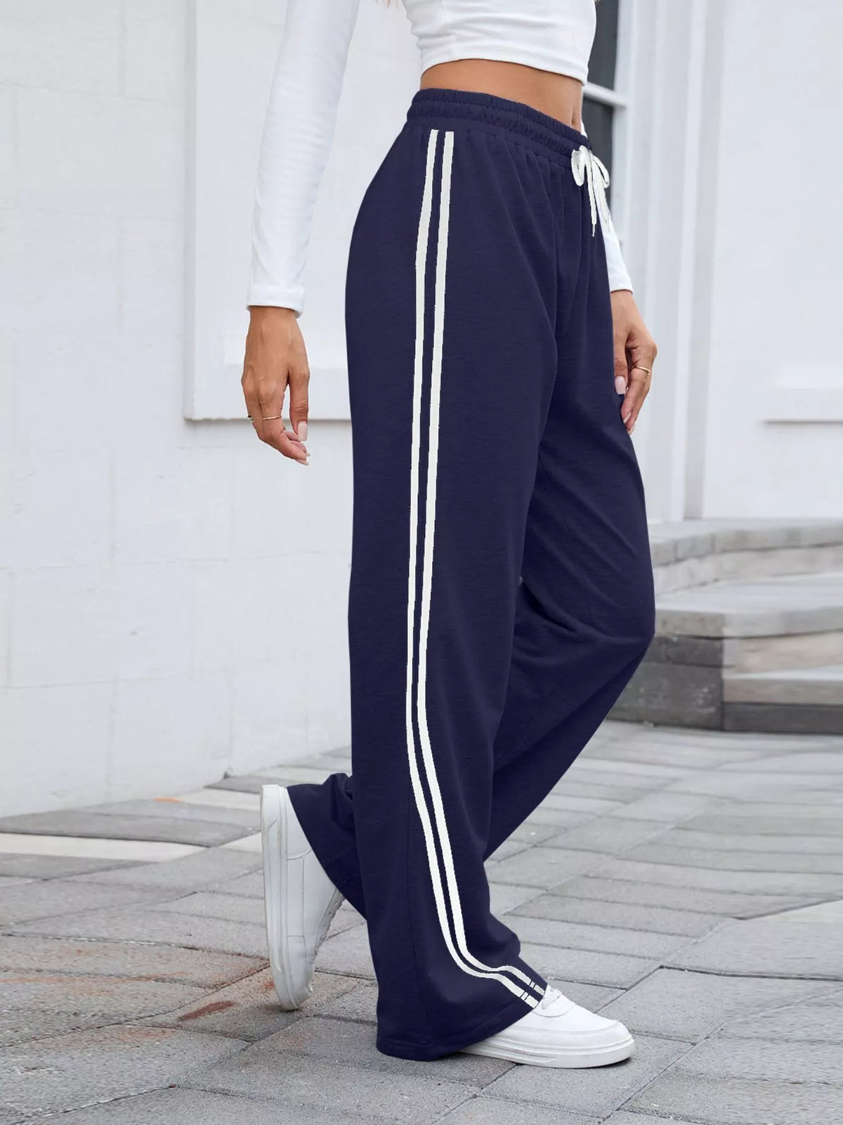 Side Striped Wide Leg Pants - Lilixa.store