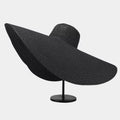Oversized Wide Brim Straw Sun Hat in Black