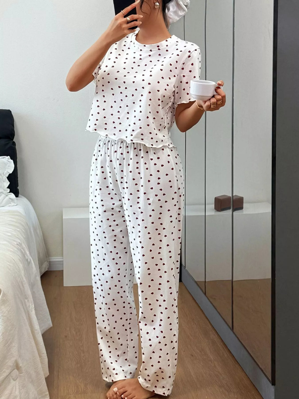 Polka Dot Short Sleeve Top and Shorts Set - Lilixa.store