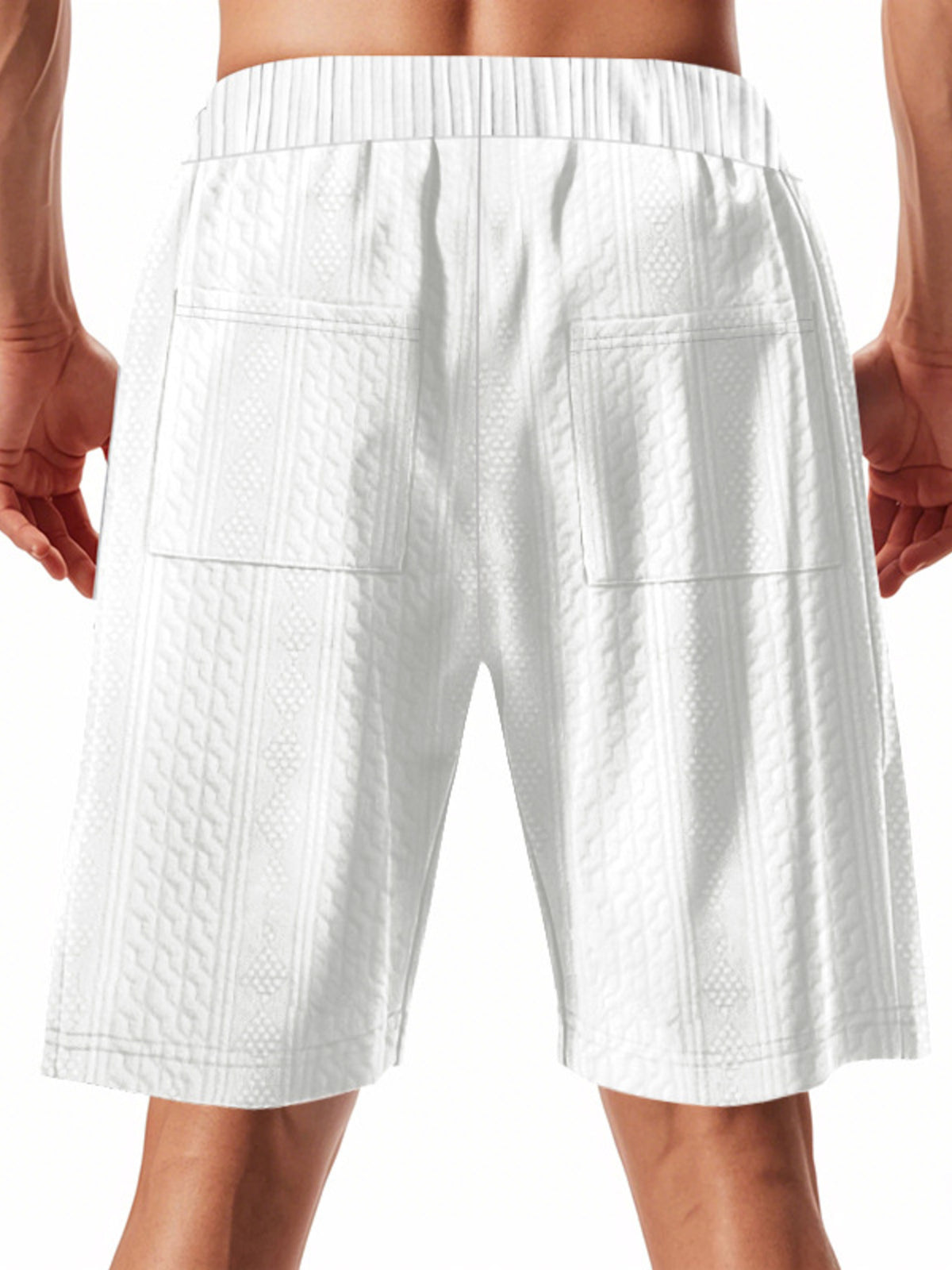 Men's Full Size Texture Drawstring Shorts Plus Size, view 6