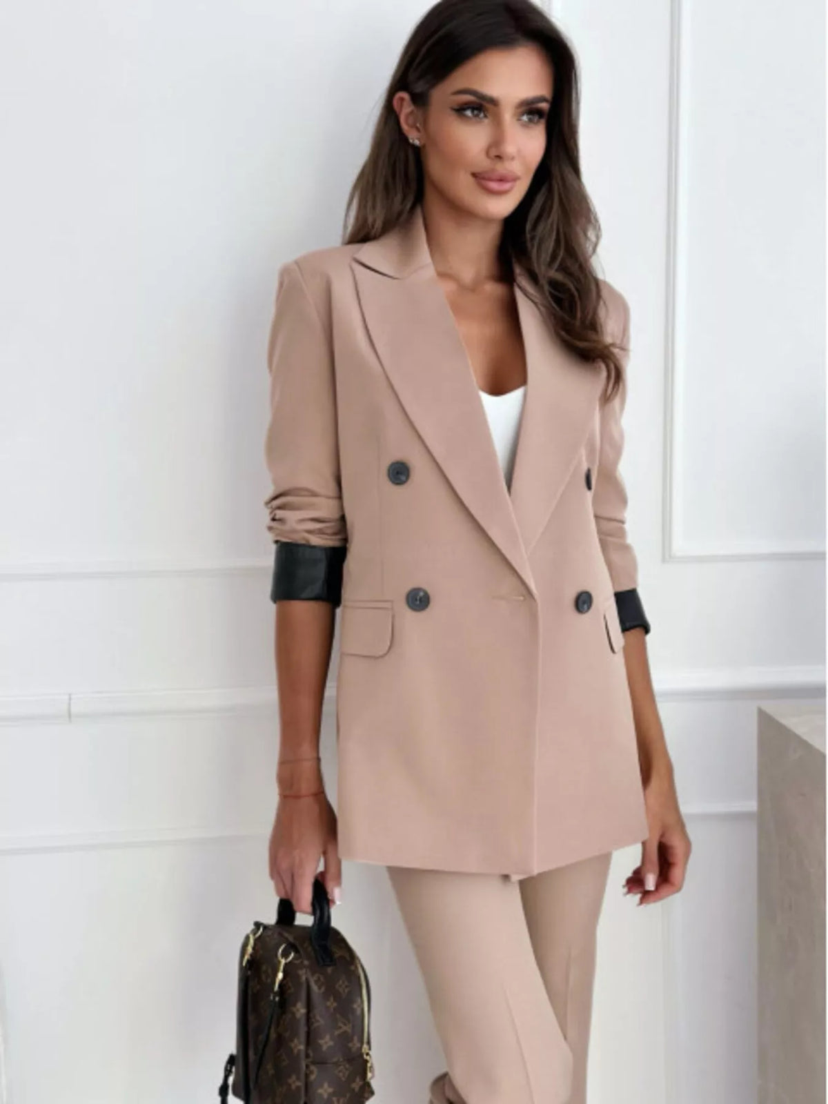 Lapel Collar Long Sleeve Blazer - Lilixa.store