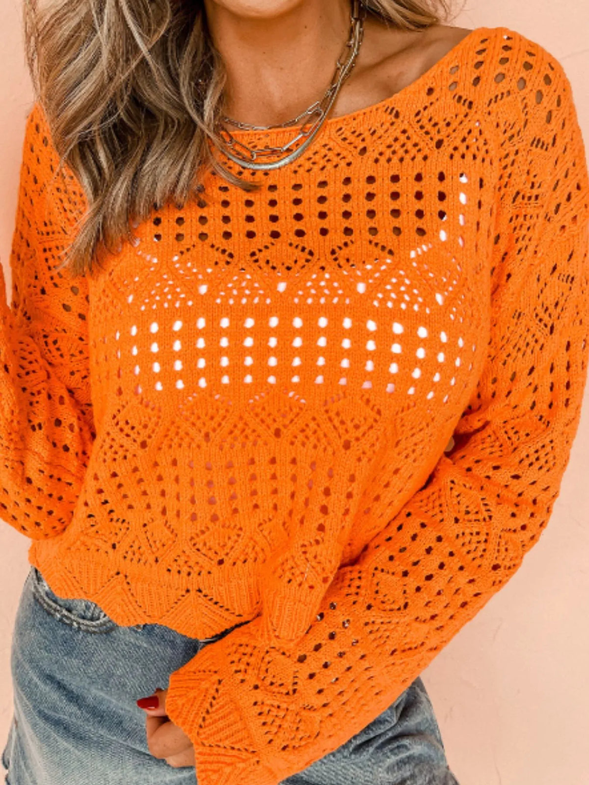 Crochet Boat Neck Knit Cover Up - Lilixa.store