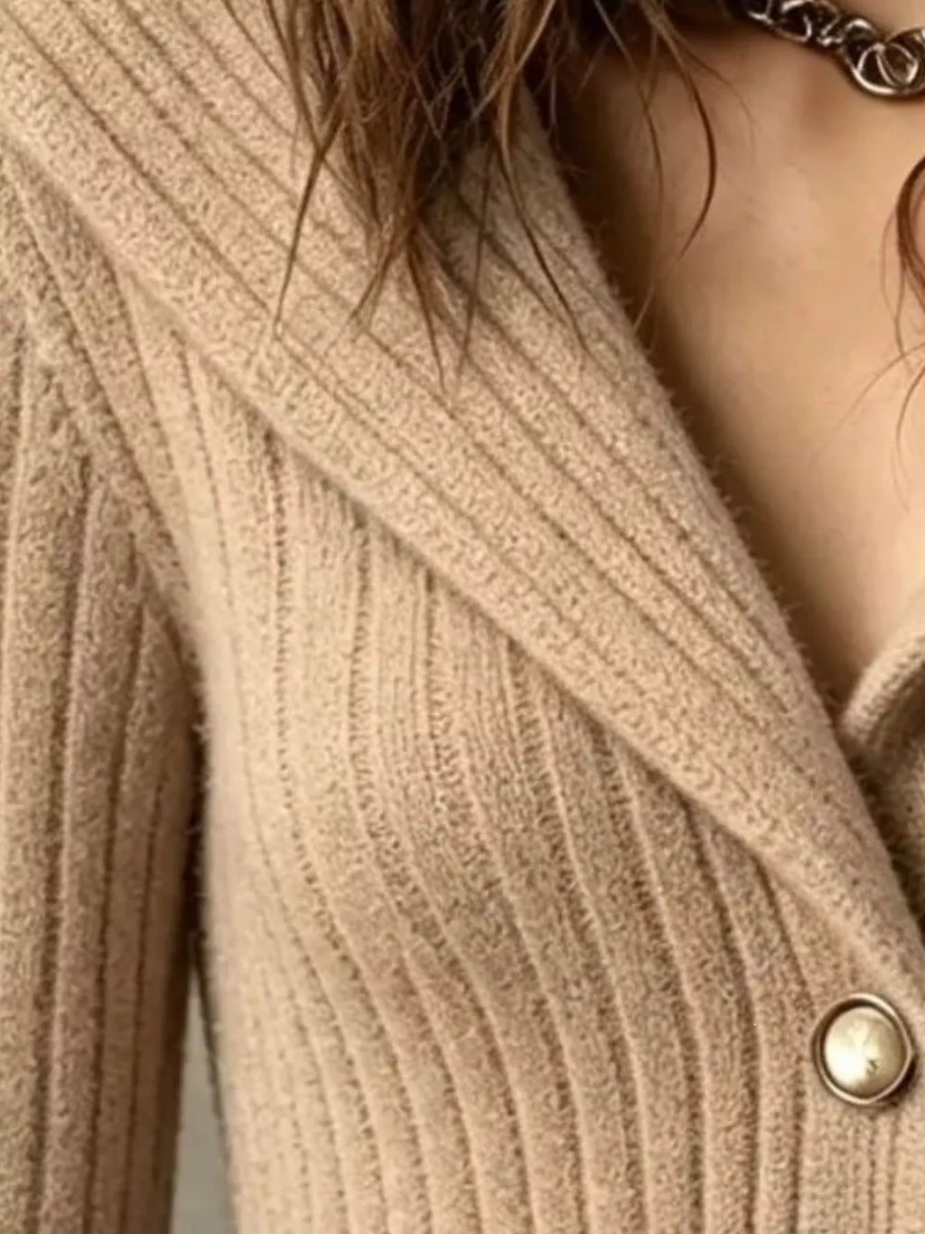 Full Size Ribbed Knit Button-Down Front Cardigan Plus Size - Lilixa.store