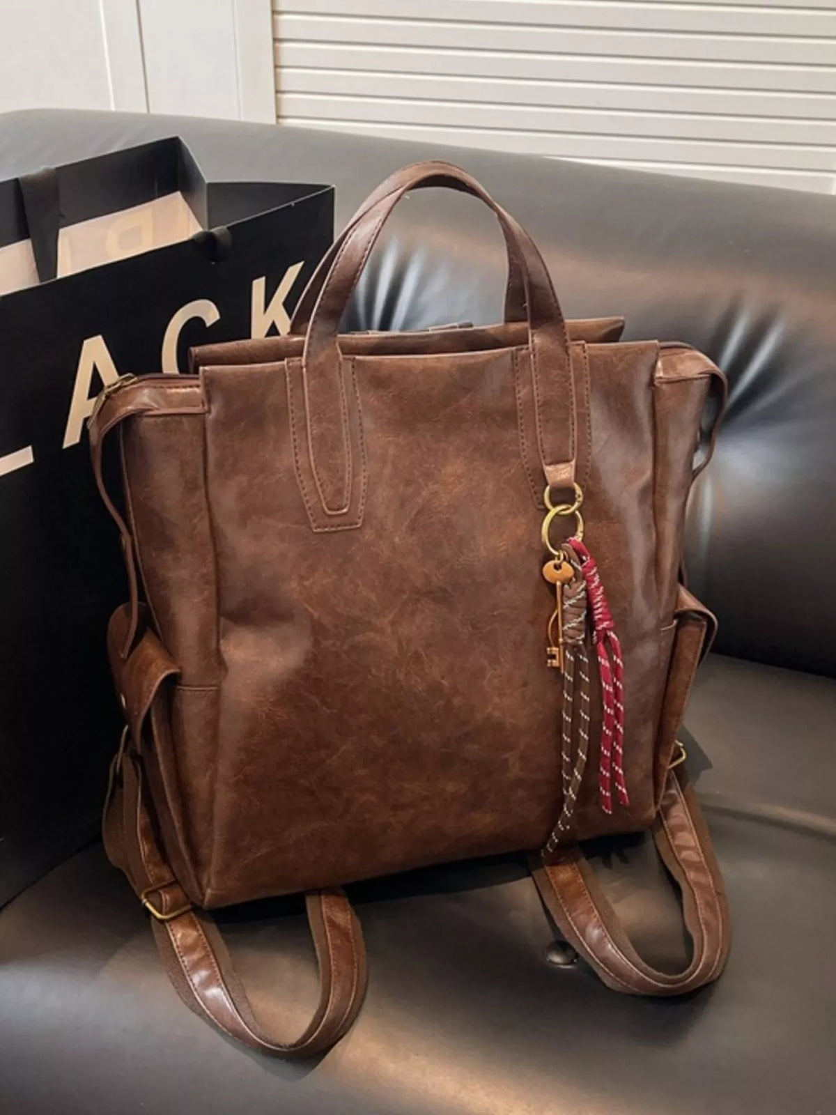 Vintage Leather Convertible Backpack Bag - Lilixa.store