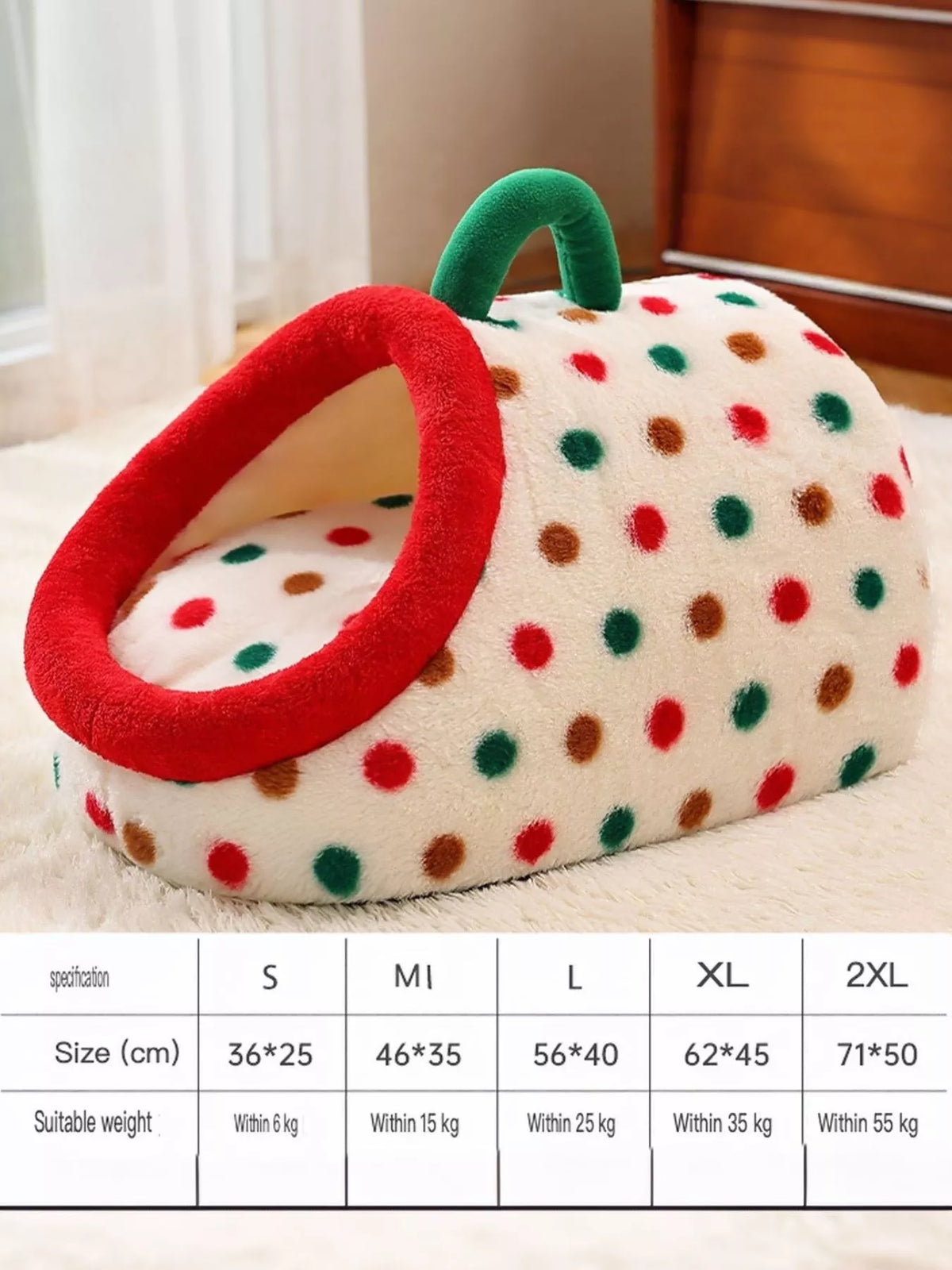 Cozy Polka Dot Pet Nest with Handle - Lilixa.store