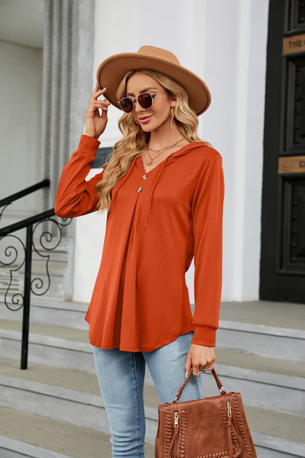 Long Sleeve Hooded Blouse, view 11