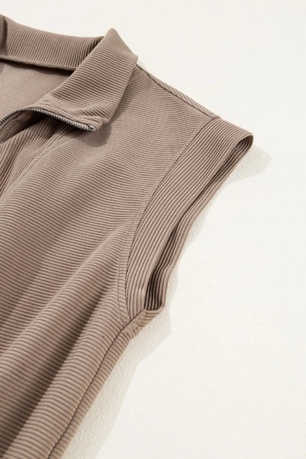 Textured Short Sleeve Half Zip Drawstring Waist Romper - Lilixa.store